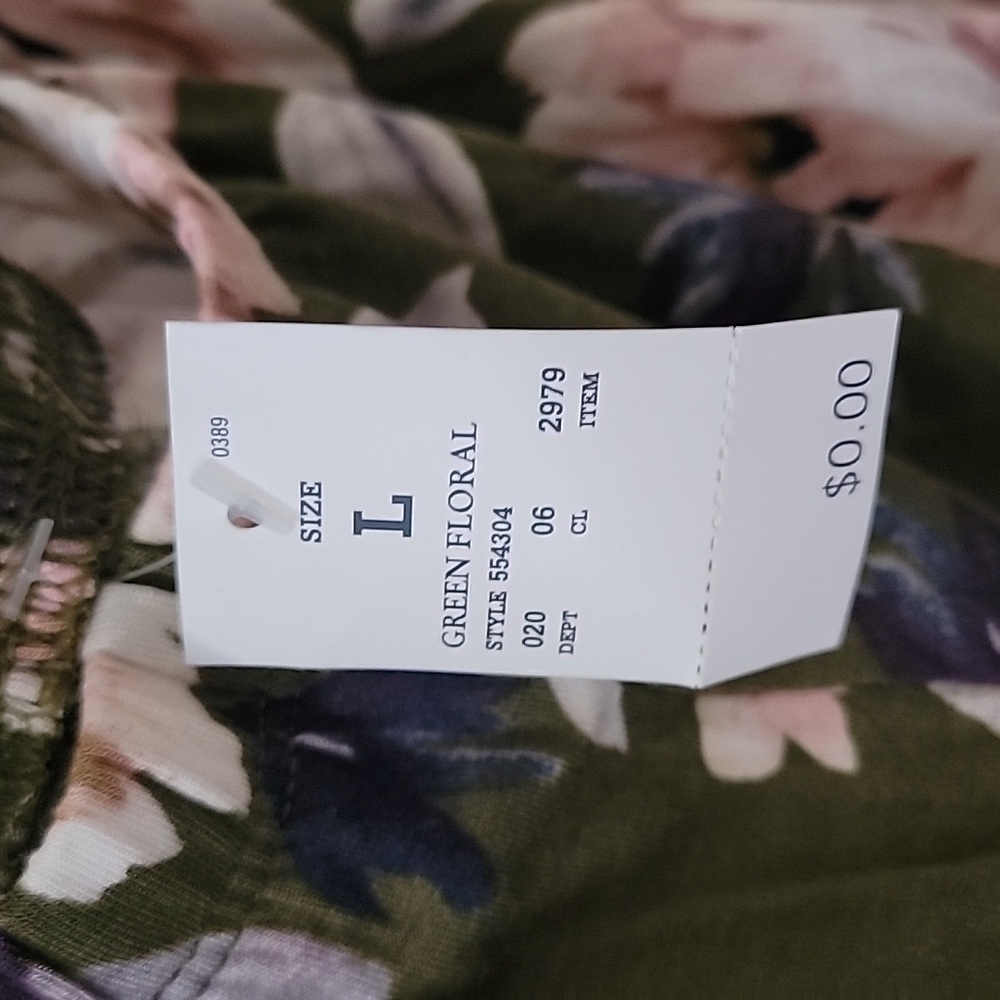 Nwt New Stars Above Beautifully Spft Green Floral Pajamas Set Large - Picture 6 of 8